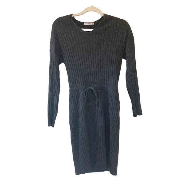 Women’s Moussy Long Sleeve Ribbed Sweater Dress Size Free Charcoal Gray - Picture 1 of 7